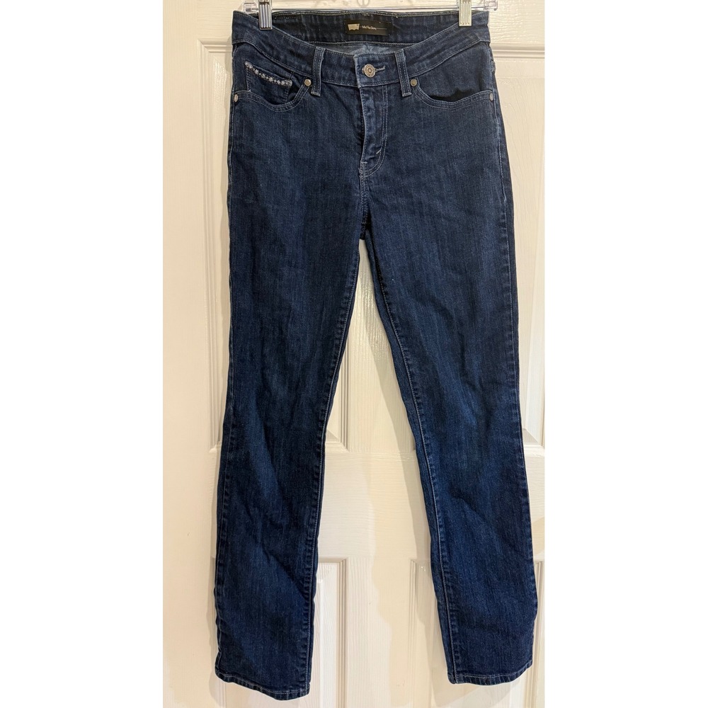 Levi's 535 Jeans Mid-Rise Dark Wash Embellished Pockets Straight Leg 28x32